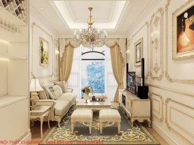 Thiết kế phòng khách theo phong cách Hoàng Gia ở Thủ Dầu Một Bình Dương 